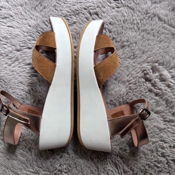 Sundance Sandals 10 Brown platform wedge Womens Shoes Made In Italy - Picture 11 of 14